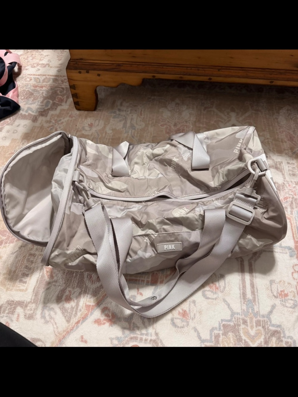 PINK Victoria's Secret Light Taupe Duffel Bag